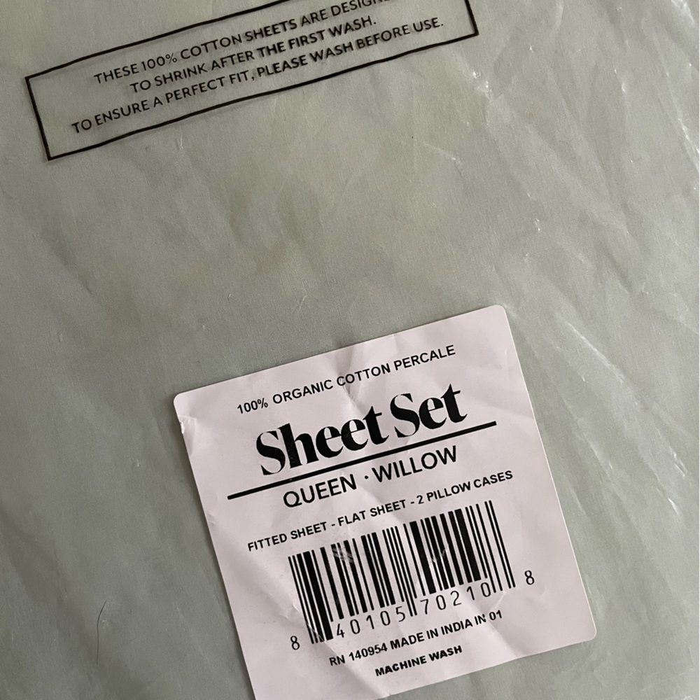 Organic Cotton Sheet Set in Willow Green, Queen